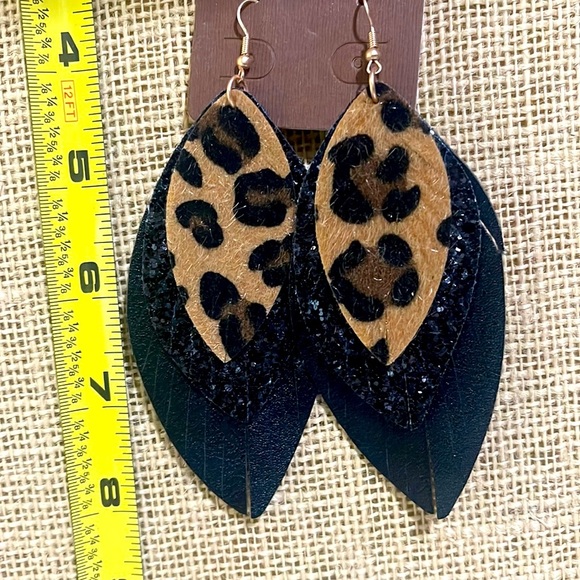BLUEBIRD gypsy Jewelry - Leopard and Glitter 3 Layered Earrings